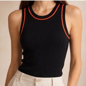 BRAND NEW ~ Zara Women’s Ribbed Tank with Red Trim